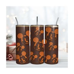 mickey head leather tumbler, mickey tumbler, leather 20oz tumbler