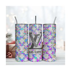 sliver lv logo tumbler, fashion logo tumbler, 20oz wrap