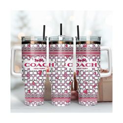 pink coach logo tumbler, pink tumbler, coach logo tumbler