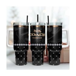 black coach logo tumbler, black tumbler, coach logo png