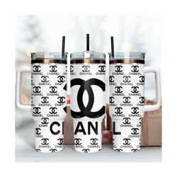 black chanel logo tumbler, chanel logo tumbler, 40oz tumbler