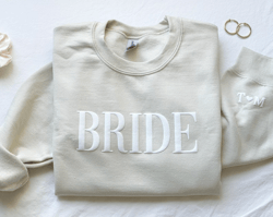 personalized gift for bride, bride sweatshirt, initial heart sleeve, engagement gift, unique bridal shower gift, future