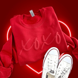 valentine's day sweatshirt, embossed xoxo puff print sweatshirt, valentine's day gift, gift for girlfriend wife mom, val
