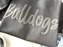 bulldogs sweatshirt, embossed bulldogs puff print sweatshirt, valentine's day gift, gift for girlfriend wife mom