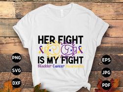 bladder cancer awareness svg png, her fight is my fight svg, bladder cancer ribbon support svg cricut file sublimation d