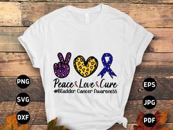 bladder cancer awareness svg png, peace love cure leopard svg, bladder cancer ribbon support svg cricut file sublimation