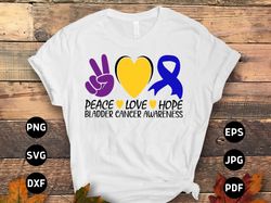 bladder cancer awareness svg png, peace love hope svg, bladder cancer ribbon support svg cricut file sublimation design