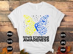 down syndrome awareness svg png, down syndrome butterfly svg, blue yellow ribbon svg, world down syndrome day svg cricut