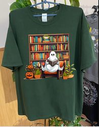 librarian ghost halloween, teacher ghost reading books shirt, halloween teacher shirt, halloween shirt, teacher gift, bo