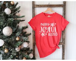 merry joyful blessed shirt, christmas shirt, santa shirt, merry christmas tee, christmas gift, funny xmas shirt, funny w