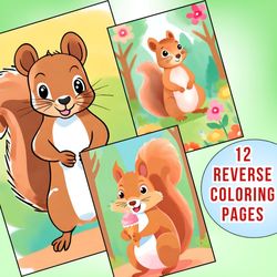 a reverse coloring journey with adorable squirrels | mindfulness & relaxation