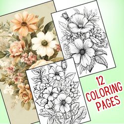 12 adorable vintage floral coloring pages for kids - a fun and relaxing activity