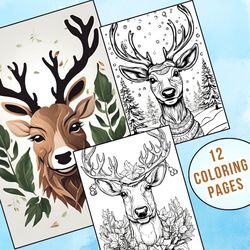 12 reindeer face coloring pages