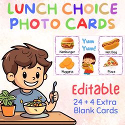 editable lunch choice photo cards | help students make healthy choices