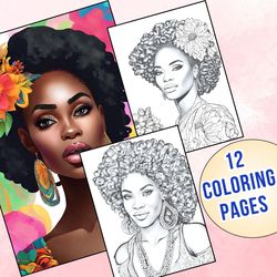 12 beautiful black women coloring pages for mindfulness and relaxation