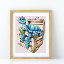 cute turtle cross stitch pattern - animals cross stitch pattern - instant pdf download