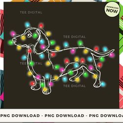 Digital | Corgi String Lights - Christmas Dog T-shirt, Hoodie, Sweatshirt Design - High-resolution Png File