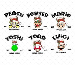 mario christmas matching png, mario family svg, mario sublimation design svg png, mario christmas svg bundle, digital fi