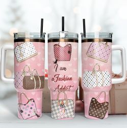 fashion addict 40oz tumbler wrap, fashion tumbler, logo tumbler wrap