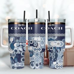 blue coach logo tumbler, fashion tumbler, logo tumbler wrap