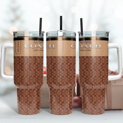 coach leather 40oz tumbler, fashion tumbler, logo tumbler wrap