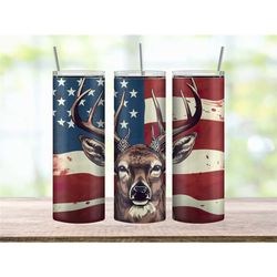 rustic usa flag deer hunting tumbler cup, deer tumbler with american flag, outdoorsy gifts for men, rustic tumbler for h