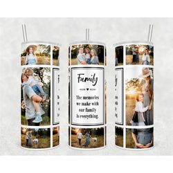 custom family photo tumbler for mom, vacation photo collage tumbler with straw and lid, iced coffee travel cup, personal