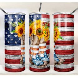 20 or 30oz skinny tumbler | boots | sunflower | american flag | cowgirl | 4th of july | sublimation | double walled | li