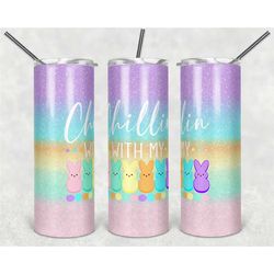 20 or 30oz tumbler, easter, peeps, skinny, straight, sublimation, colorful, gift, cute