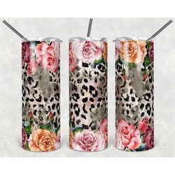 20 or 30oz tumbler | floral | flowers | sublimation | cheetah | leopard | roses | flowers | lid with straw | skinny | st