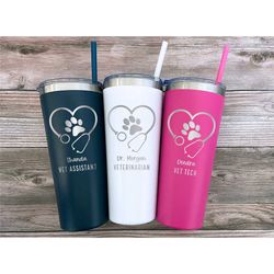 veterinarian gift, personalized veterinarian tumbler, vet tech gift, vet graduation, vet assistant, vet week, vet staff,