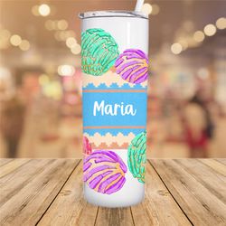 personalized concha tumbler, concha tumbler, colorful tumbler, dessert tumbler, personalized gift, gift for her