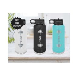 gym personalized insulated water bottle, gift for gym lovers, personal trainer gift, fitness gift, weight lifter tumbler