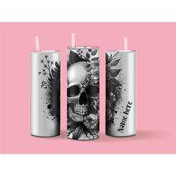 personalized tumbler with, personalized skull tumbler, gift for her, christmas tumbler, christmas gift