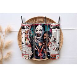 art the clown stainless steel 20oz tumbler | terrifier | terrifier 2 | horror movie inspired