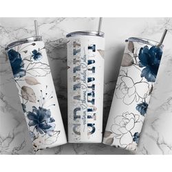 personalised granny floral tumbler drinkware / plastic straw blue tumbler /  mothers day drinkware / unique gift