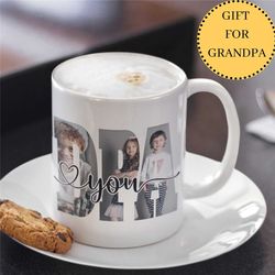 custom photo mug for grandpa for father's day gift from grandkids with personalized photos, christmas gift for grandpa f