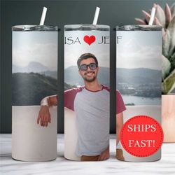 custom couples photo tumbler gift, personalized gift tumbler with picture, personalized photo mug for lovers, custom cou