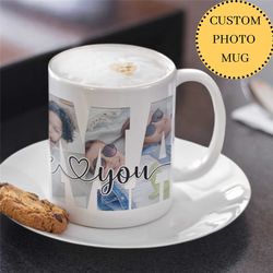 mama photo mug mother's day gift for mama from children with family photos, custom photo christmas gift for mama from ki