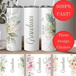 personalized grandma tumbler for mother's day gift for grandma, new grandma gift for mother's day, floral grandma est cu