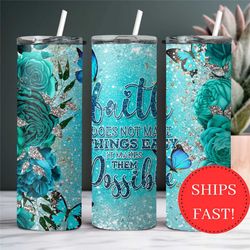 christian floral faith tumbler gift for christian, christian gift for her, bible verse tumbler, christian to go cup, chr