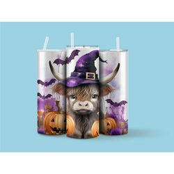 Highland cow halloween Personalized tumbler, tumbler with name, custom made cup, spooky tumbler, scary halloween cup, hi