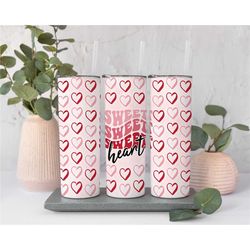 sweet heart valentine tumbler, heart valentine tumbler gift, valentine gift for her, valentine travel cup, galentine tum