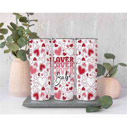 lover babe valentine tumbler, heart valentine tumbler gift, valentine gift for her, valentine travel cup, galentine tumb