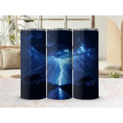 Lightning Skinny Tumbler Cup with Straw Nature Travel Cup with Lid Gift for Him Trendy Gift for Her Gift for Nature Love