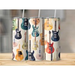 Electric Guitars 20 oz Tumbler with Lid Cup with Straw Skinny Tumbler Cup Birthday Gift for Her Gift for Him Christmas G