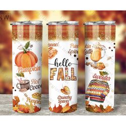 pumpkin tumbler 20 oz halloween, skinny tumbler gift coffee tea. fall vibes