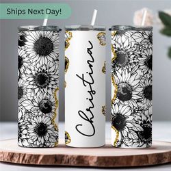 sunflower tumbler personalized tumbler gift for her - sunflower lover gift for flower lover tumbler 20oz  - cute sunflow