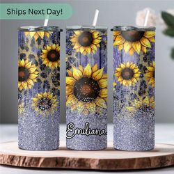 sunflower tumbler gift for her on christmas - women personalized tumbler gift on sunflower lover tumbler - cute sunflowe