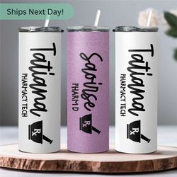 pharmacist tumbler with name gift for pharmacy technician - custom tumbler gift for pharma student tumbler - pharma tech